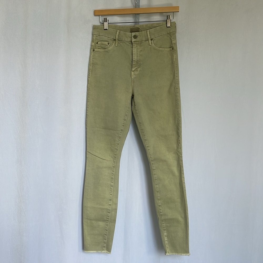 Mother High Waisted Hi Rise Looker Ankle Fray Denim Jeans Size 28 in Army Green - Picture 2 of 15